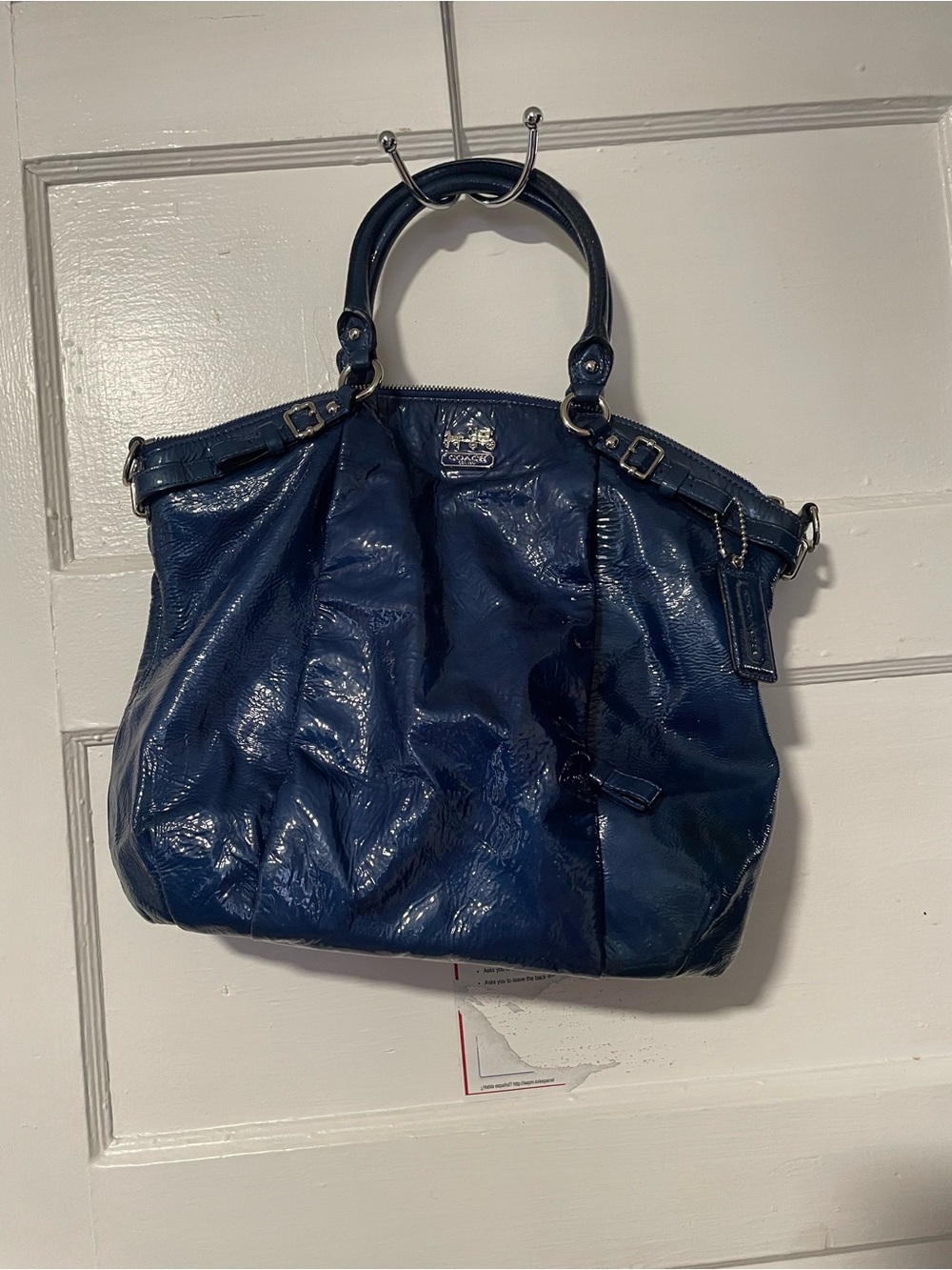 Coach Madison Sophia Navy Patent Leather Shoulder Satchel